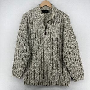 GABRIELLA FRATTINI Sweater Mens L SETBALL Full Zip Marled Cardigan Ribbed Gray